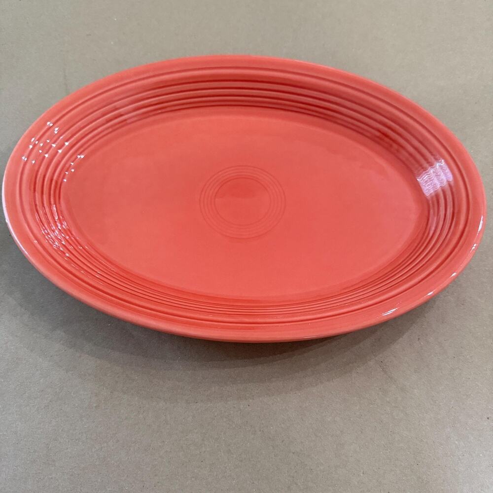 Vintage Fiesta Persimmon Medium Oval Platter 13.25” x 9.5” | Homer Laughlin USA
